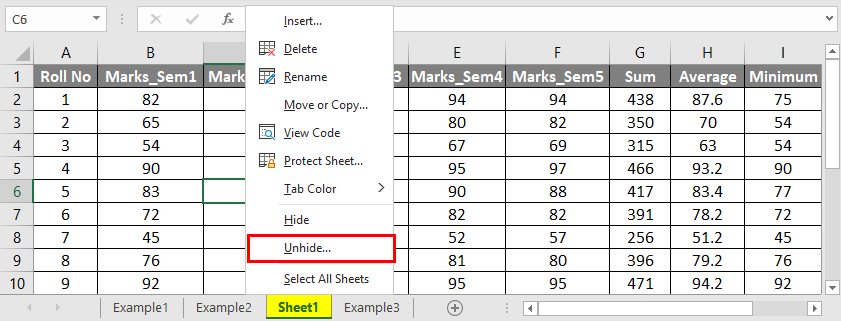 unhide all sheets in excel for mac