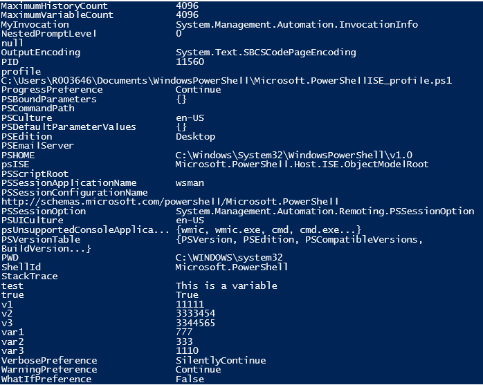 variable in powershell