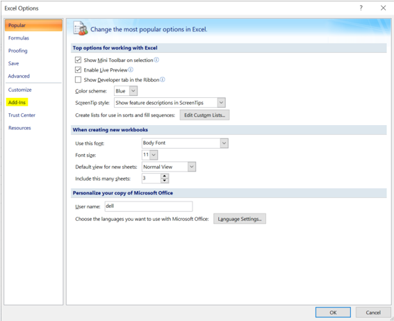 Statistical Analysis Regression Add-ins