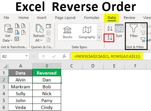 Excel Reverse Order