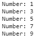 range of numbers output
