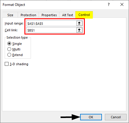 Format Object - List Box