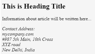 HTML Address Tag output 1