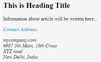 HTML Address Tag output 2