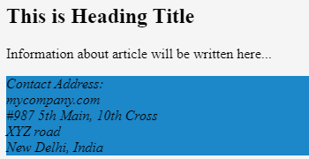 HTML Address Tag output 3
