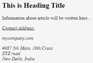 HTML Address Tag output 4