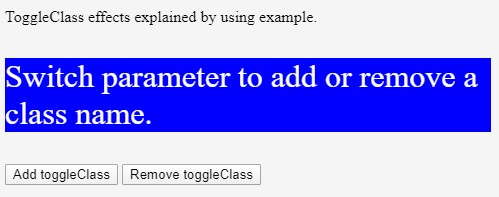 jQuery toggleClass() | Parameters and Examples of jQuery toggleClass()