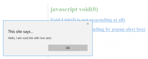 javascript:void(0) | How does void operator work in JavaScript?