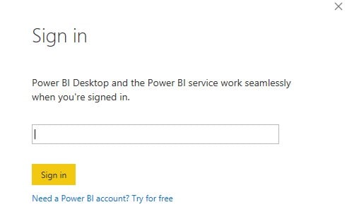 Power BI Deskstop (Sign in)