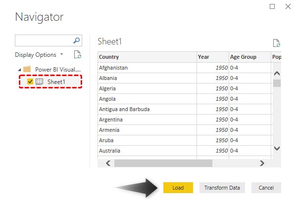 Power BI Visuals Example3 ( (Navigator)