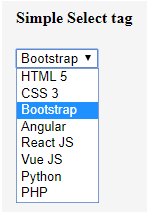 Select Tag in HTML output 1