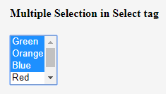 Select Tag in HTML output 3