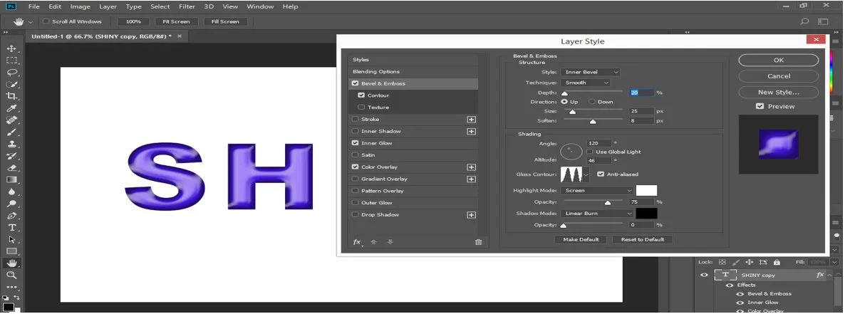 Bevel & Emboss effect