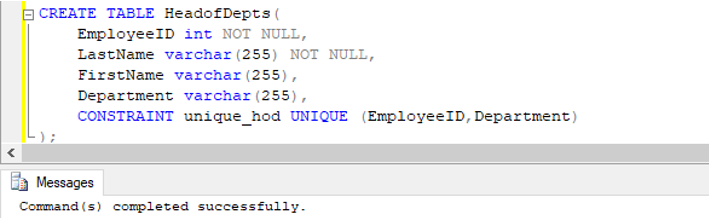 Unique key in SQL