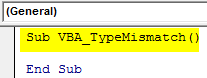 VBA Type Mismatch Example 1-1
