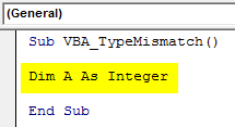 VBA Type Mismatch Example 1-2