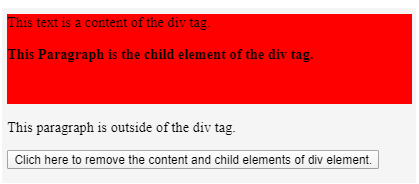Remove the content of div element