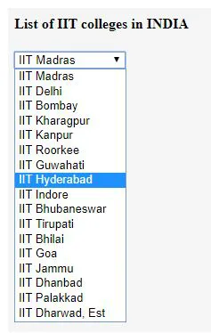 option tag in html