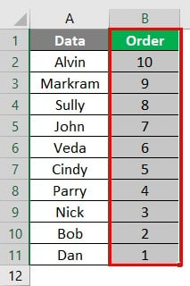 Excel Reverse Order 1-6