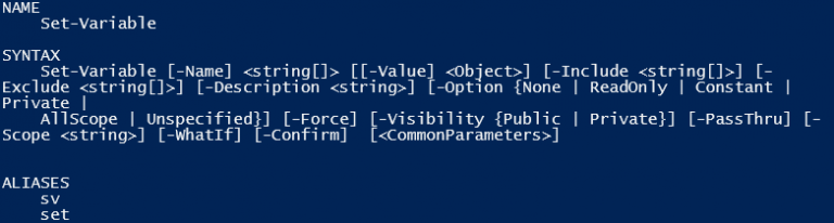 variable assignment powershell