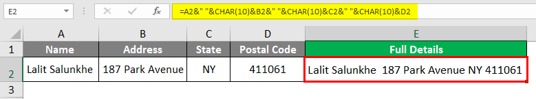 Insert Carriage Return in Excel 2-5