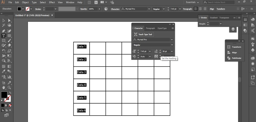 Create Table in Illustrator - 25