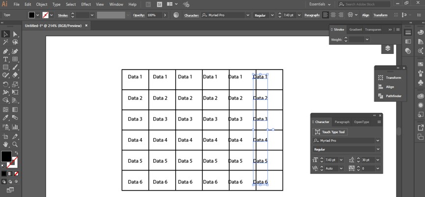 fill the table with data