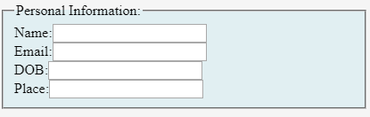 Fieldset Tag in HTML output