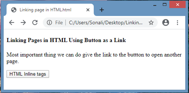 how to open another page in html on button click