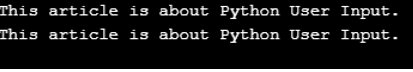 Python User Input output 1