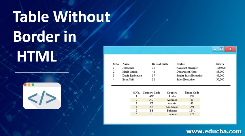 Table Without Border In Html 2 Types Of Table Without Border In Html