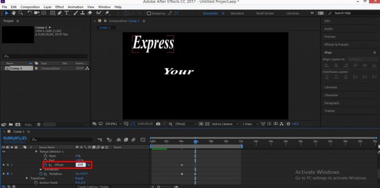 typing effect after effects