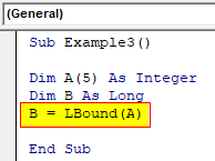 VBA LBound Example 3-4