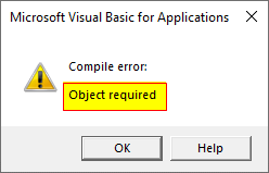 VBA Object Required Example 2-5