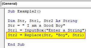 VBA Replace String Example 2-5
