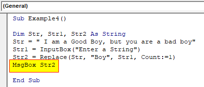 VBA Replace String Example 4-6