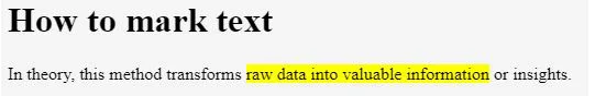 is use to highlight the text.