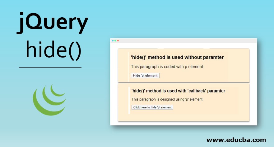 jQuery hide() | Various Examples of jQuery hide() with Synatx & Code
