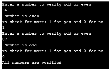 verify whether the number is odd or even.
