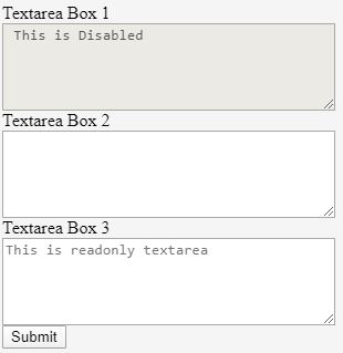 textarea box1 is disabled