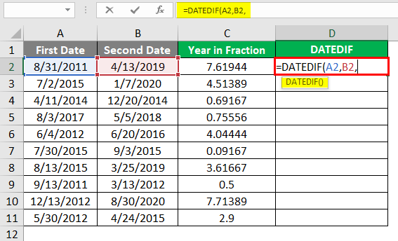 DATEDIF function 3-1