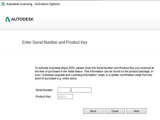 how to enter maya product key on mac