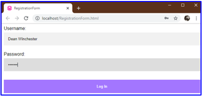 Registration Form in HTML-1.2