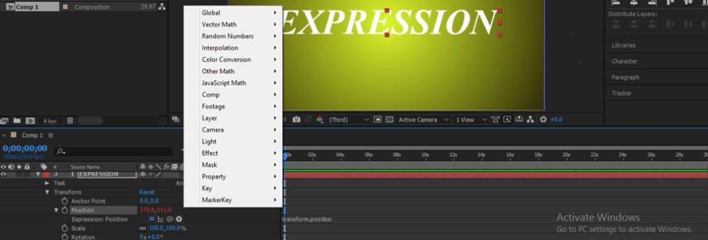 using wiggle expression in after effects