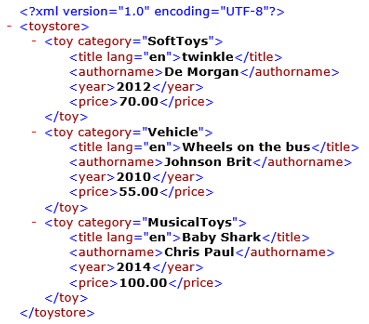 XML Tags Example 1