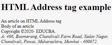 address tag in html output 1