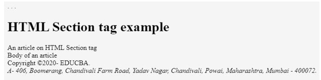 HTML section Tag | Attributes of Html section Tag and Examples