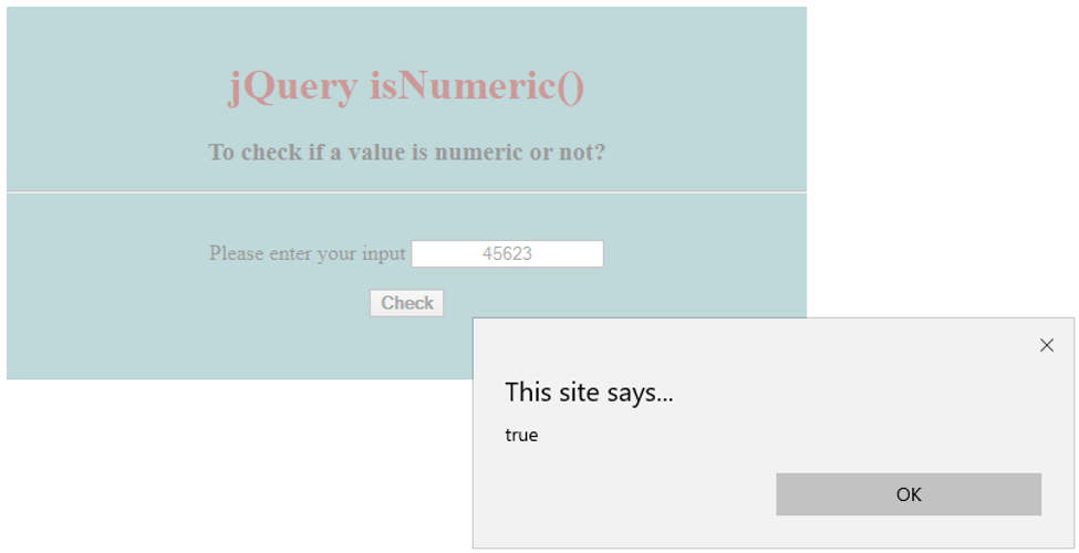 jQuery isNumeric Example 1