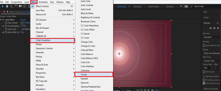 after effects lens flare 3d