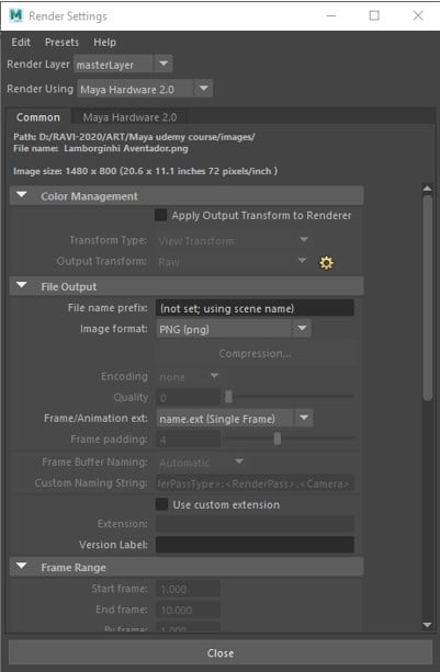 Maya Render Settings - 1